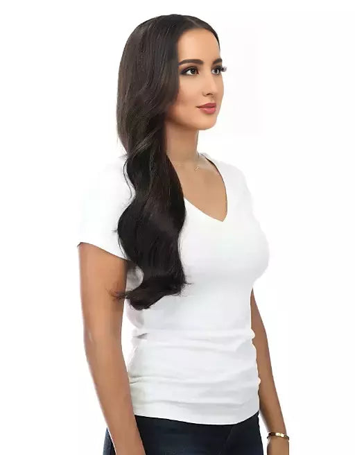 Lush Locks Natural Brown Real Clip in Human Hair Extensions Volumizer