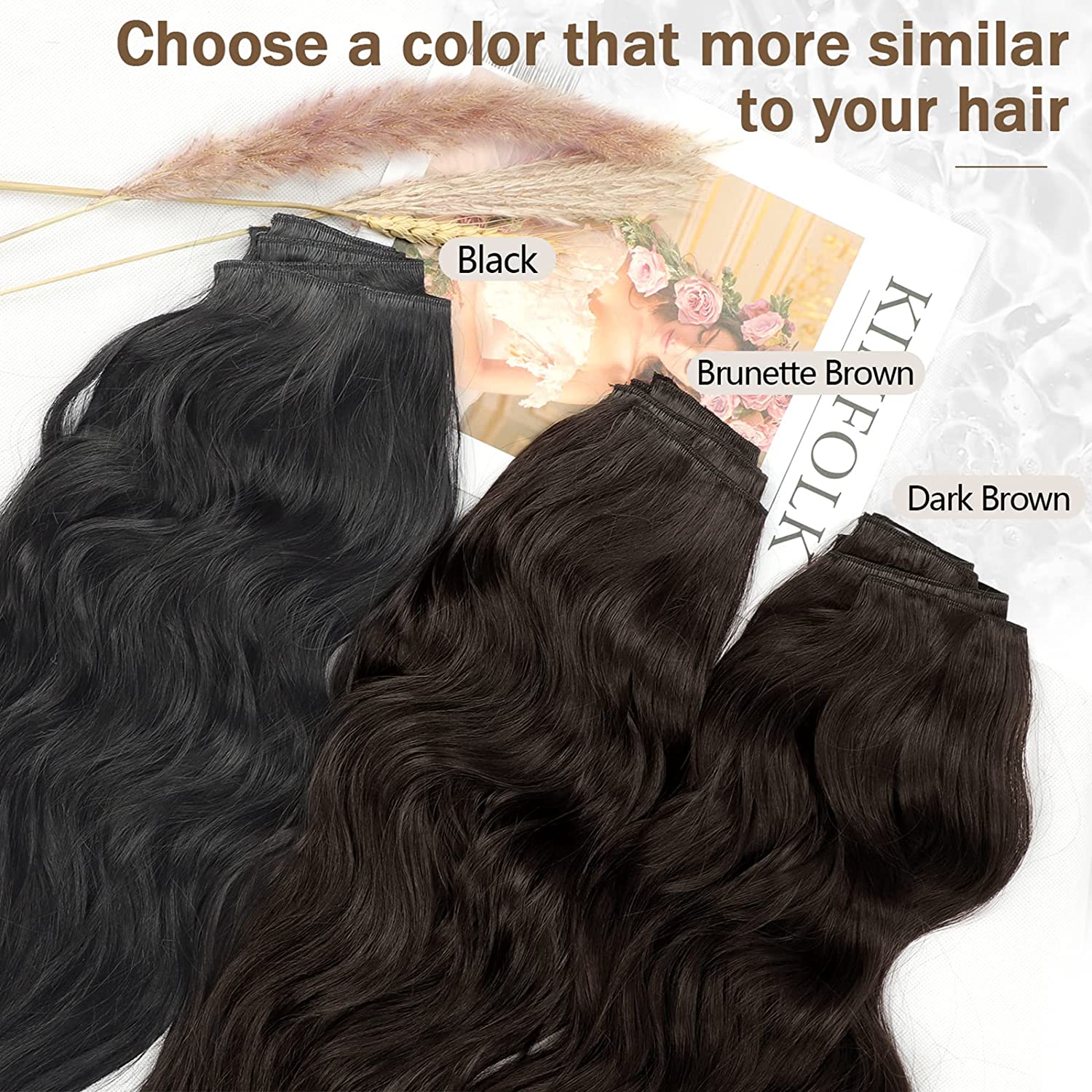 Single clip Real Human Hair Extensions 14 Remy Straight Hair Natural  Black Color Pack of 2