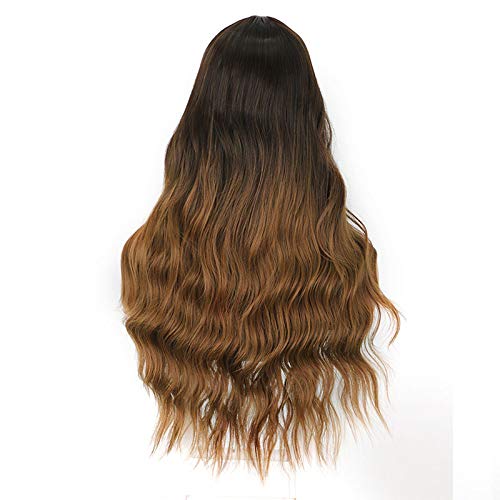 Lush Locks Ombre Blonde Wavy 22 inches Wigs for Women (Right Side Part-Dark Brown to Blonde)