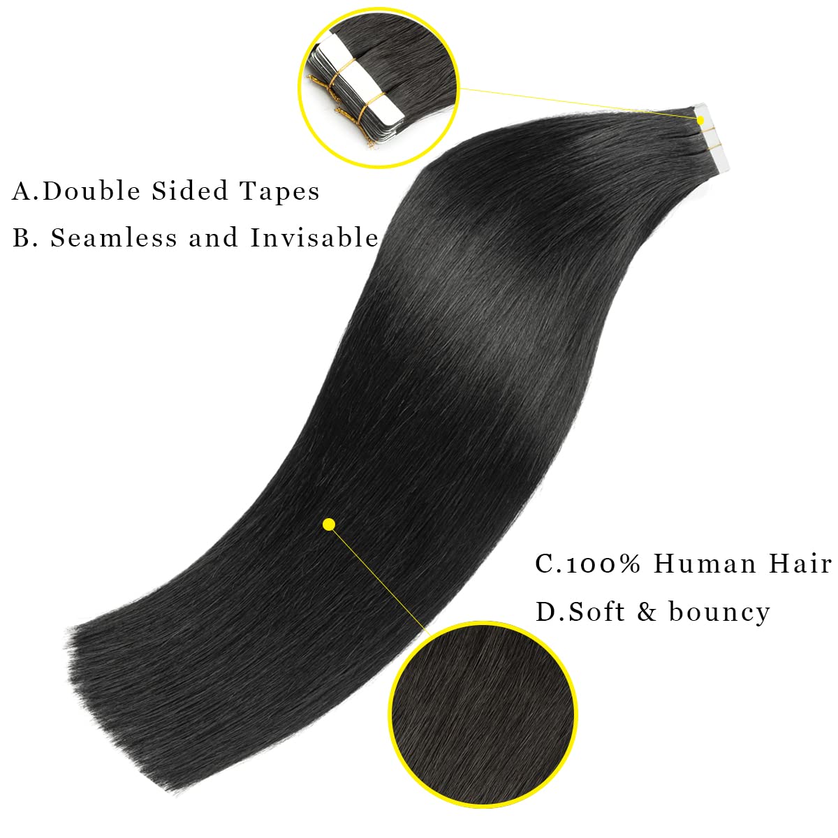 Lush Locks Human Hair Extensions Remy Tape Hair Extensions 50 Grams