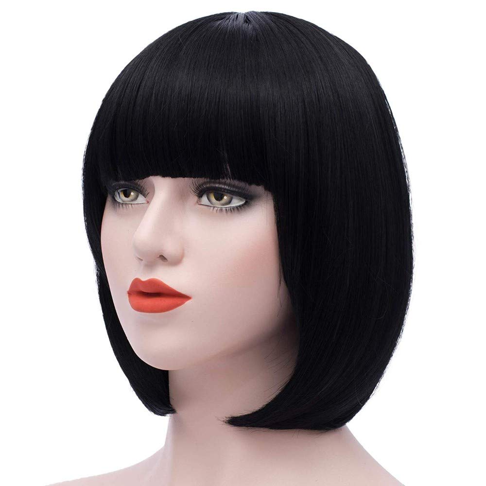 Lush Locks  Brown Short Bob  with Bangs Wig for Women Natural Looking Real Hair type