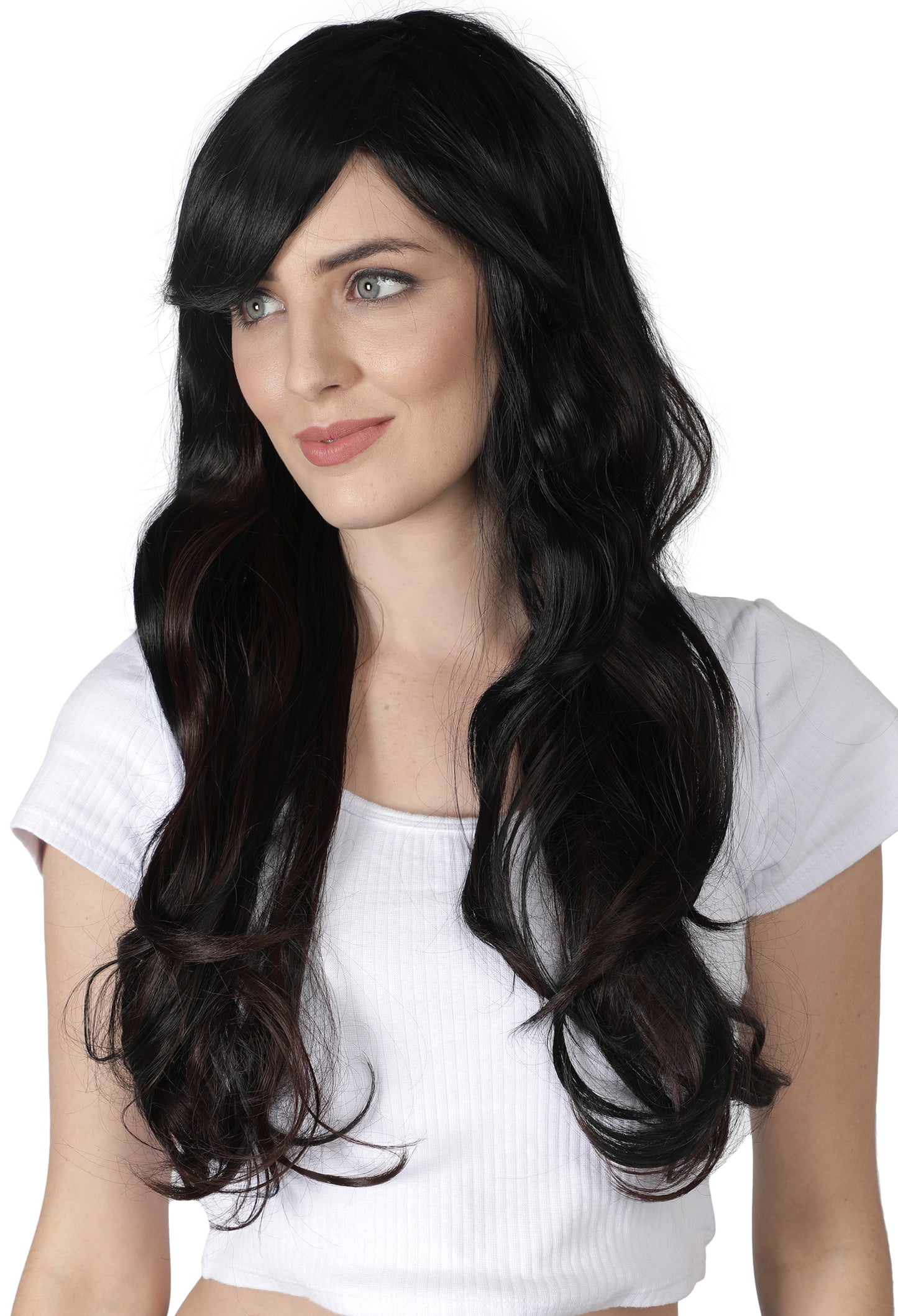 Lush Locks Black Layered Medium Length Wig