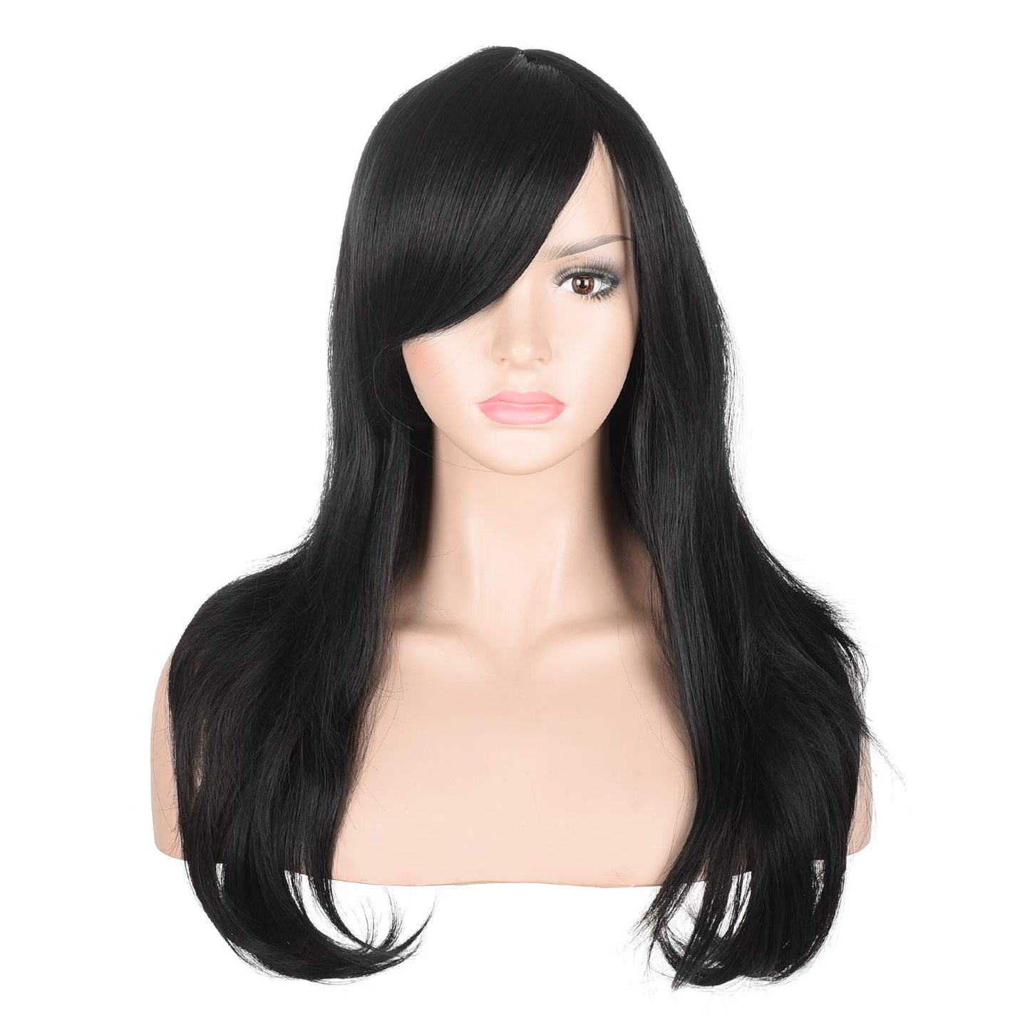 Lush Locks 23" Long Wig Big Wavy Heat Resistant Synthetic Straight Hair with Bangs