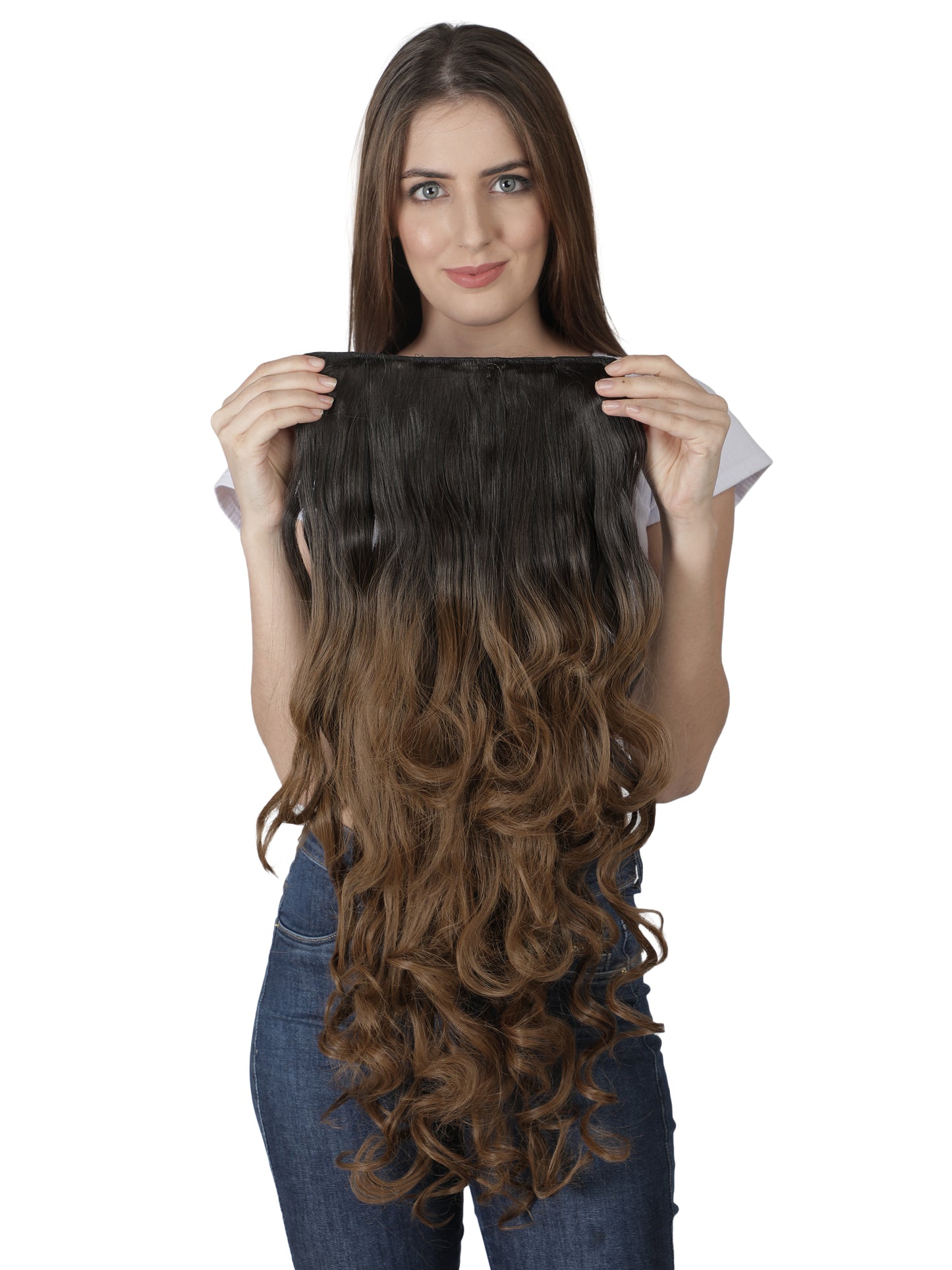 Lush Locks Chestnut Ombre Wavy Curly Clip In Hair Extensions