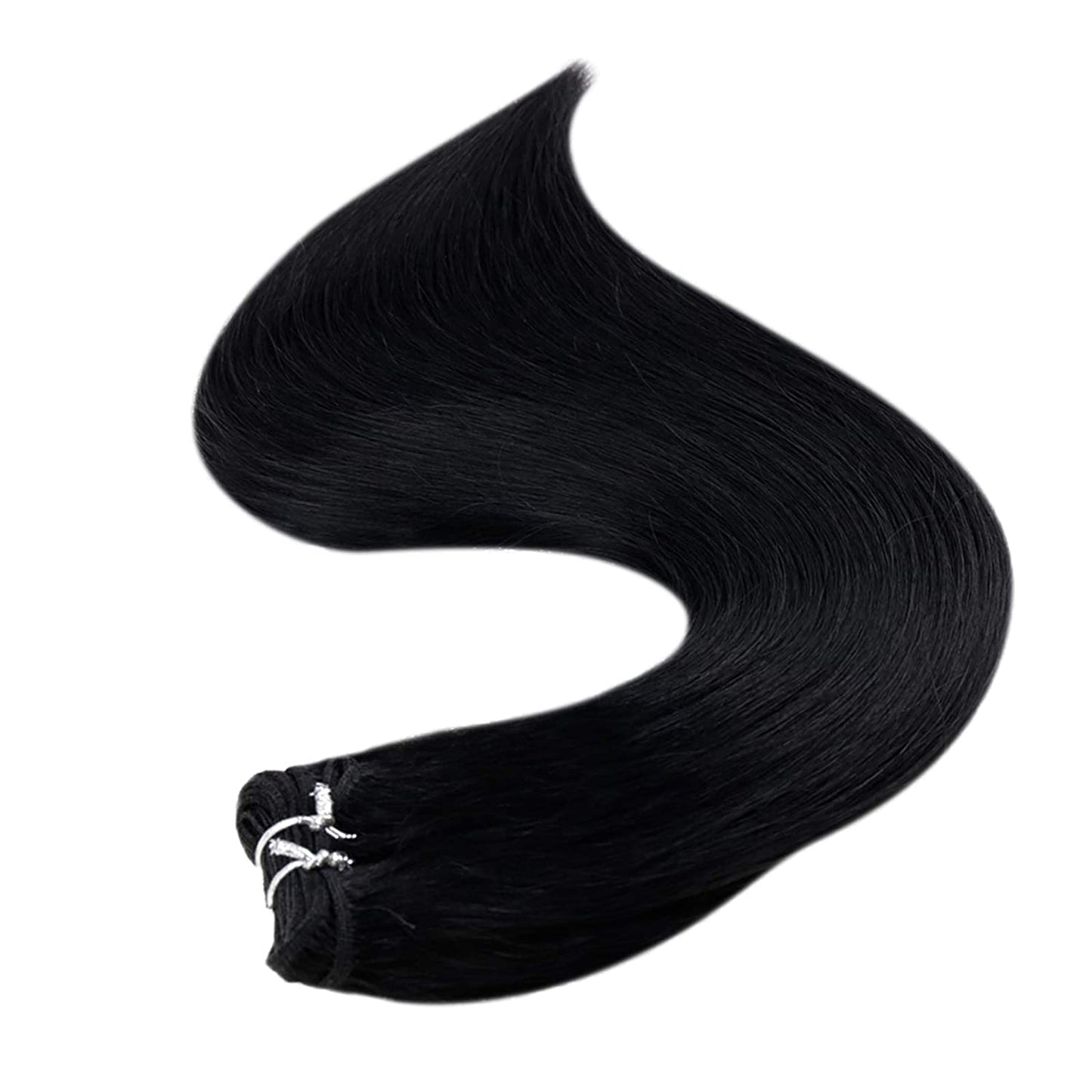 Lush Locks  Sew In Weft Real Human Hair Weft Bundles 16 Inch Remy Hair Extensions Jet Black Hair Extension 100g Straight Double Wefted Hair Bundles