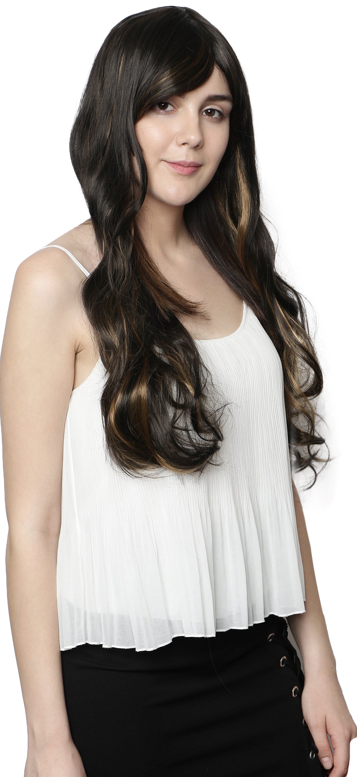 Lush Locks Long Highlighted Curly With Bangs