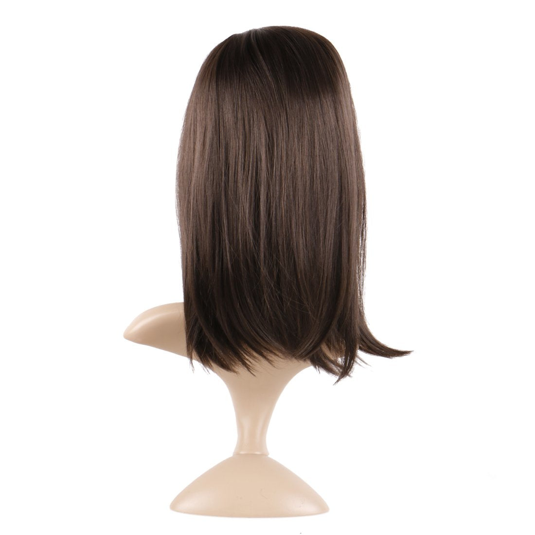 Lush Locks  Highlighted Straight  16Inch Shoulder Length Wig Short Bob (Dark Brown #4)