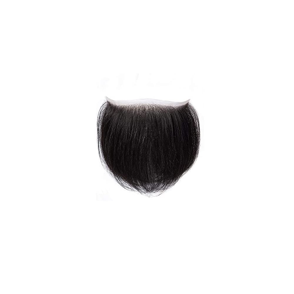 Lush Locks Men's Frontal Hairpiece For Covering Male Receding Hairline, 1B Off Black Color.