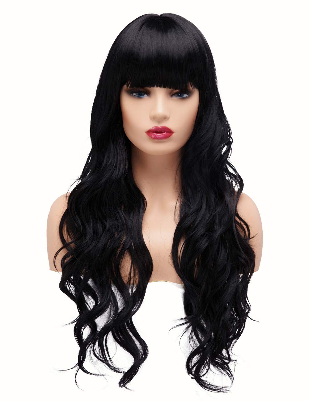 Lush Locks 24 inches Curly Wavy Wig for Women (Natural Black Color)