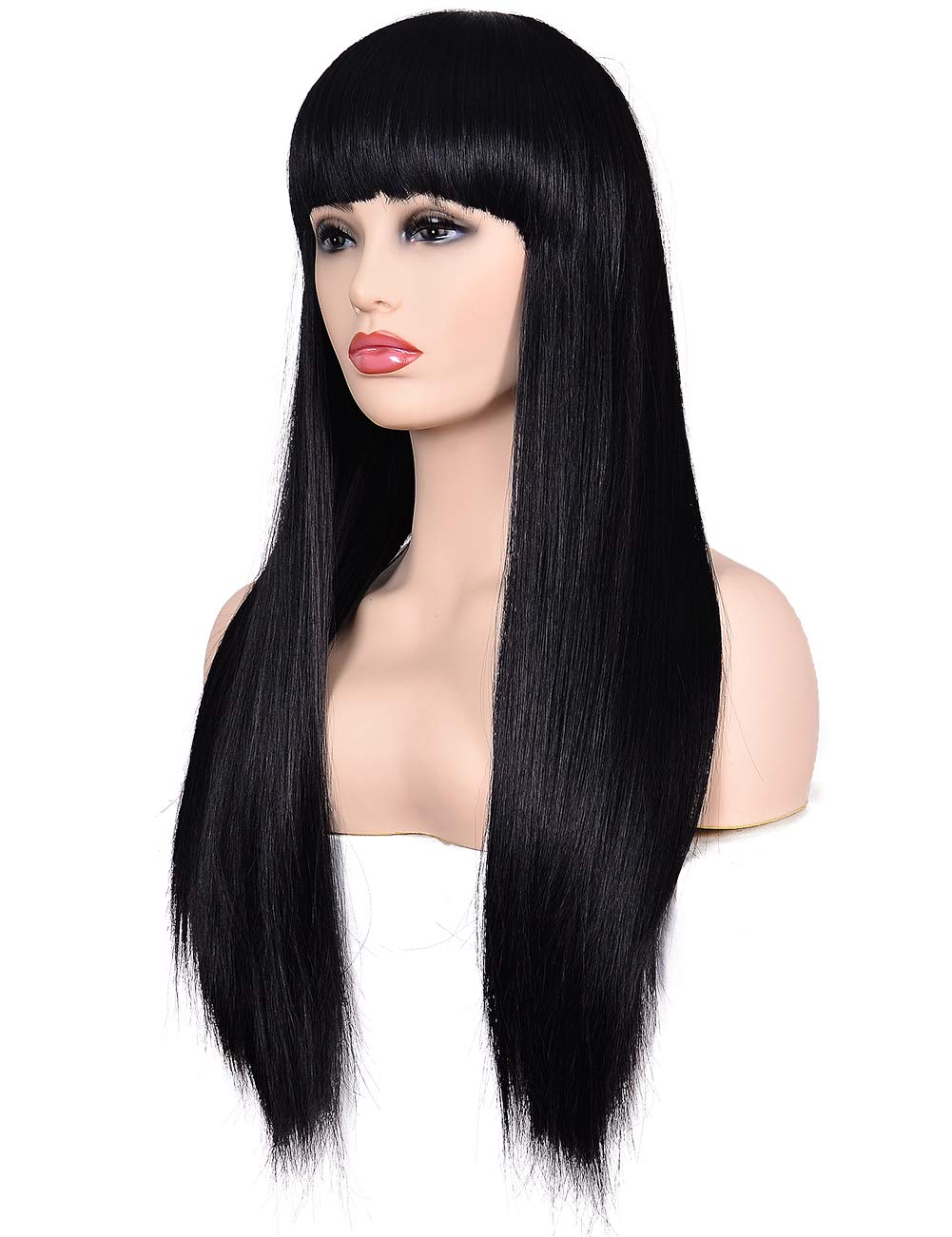 Lush Locks Synthetic Hair Natural Looking Long Black Straight Wigs for women and girls