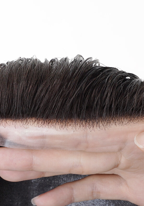 Lush Locks Human Hair PU Thin Skin Human Hair Replacement System for Men