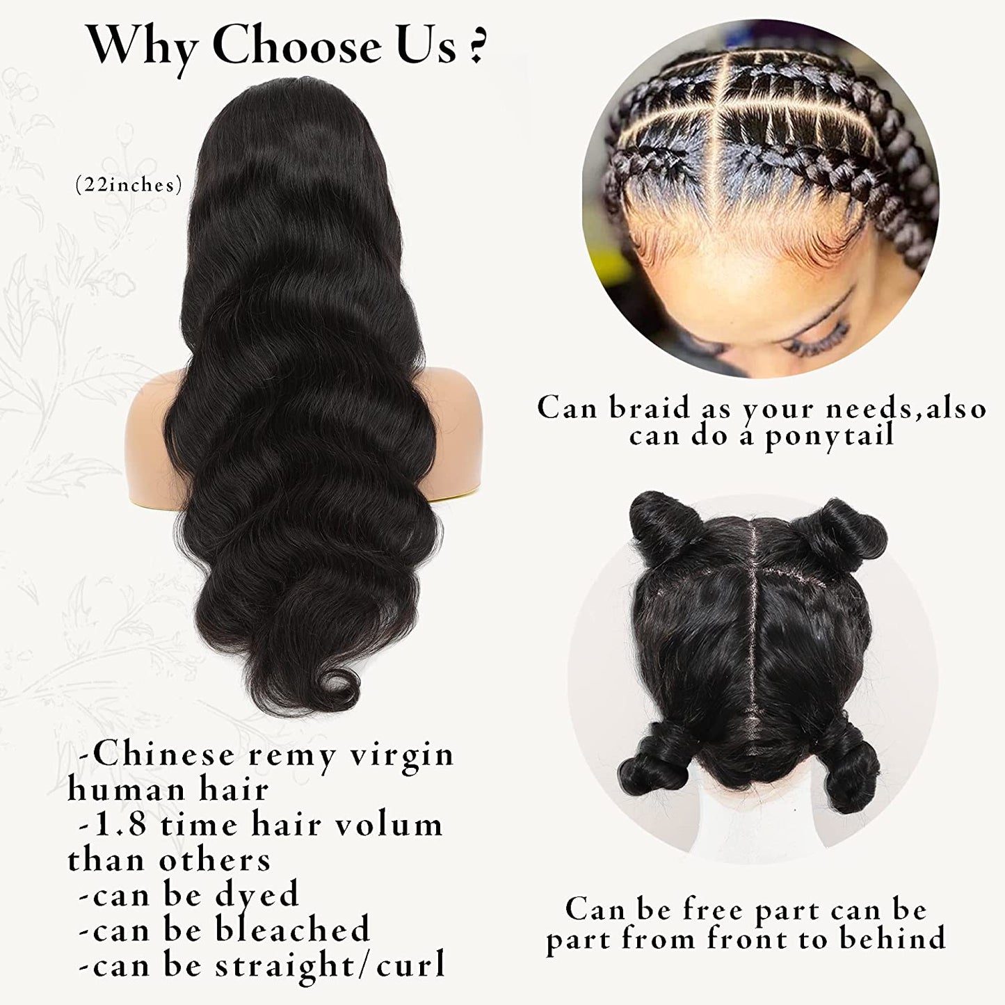 Lush Locks  Lace Wigs Remy Human Hair Pre Plucked with Baby Hair Body Wave Lace Wigs Natural Color